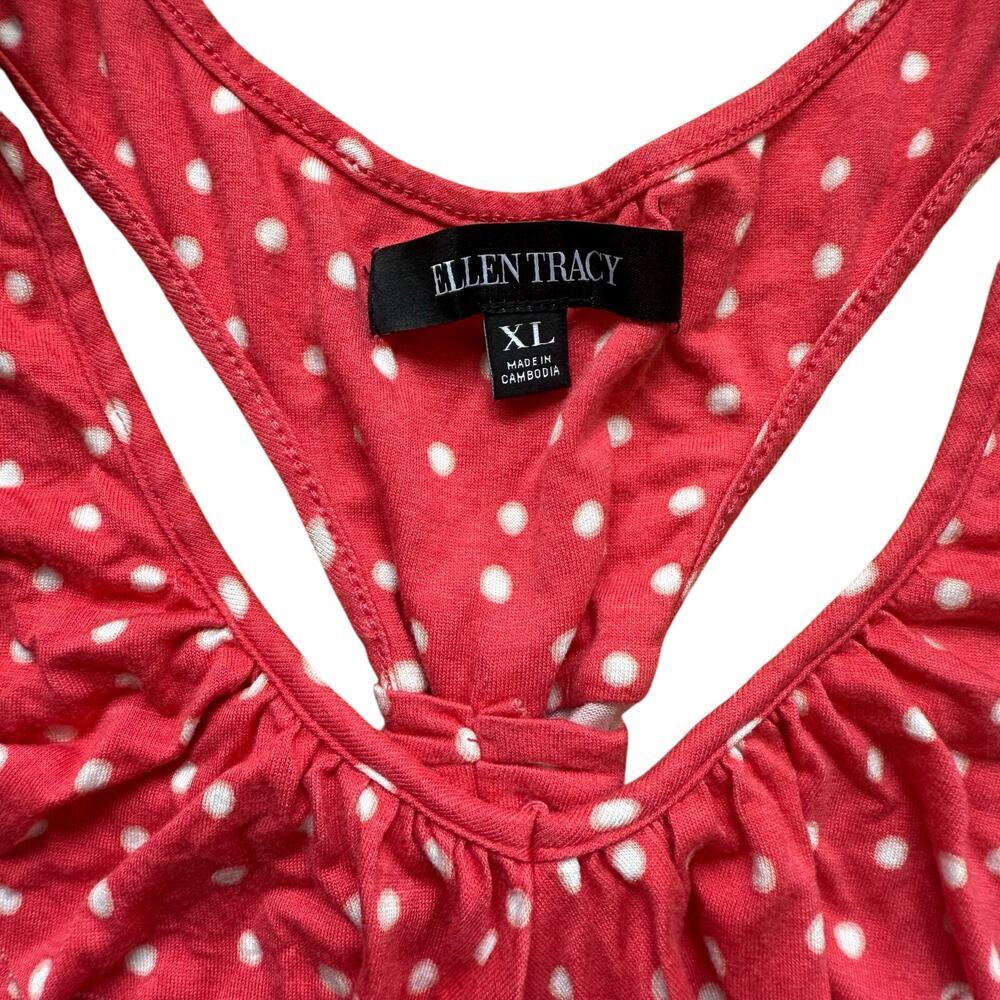 Ellen Tracy Pink White Polka Dot Pajama Top Pants Size XL Matching Set - Picture 3 of 10